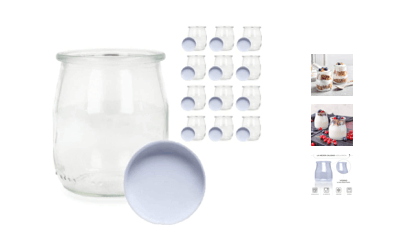 Tarros para Yogurteras, Vasos de Cristal con tapa